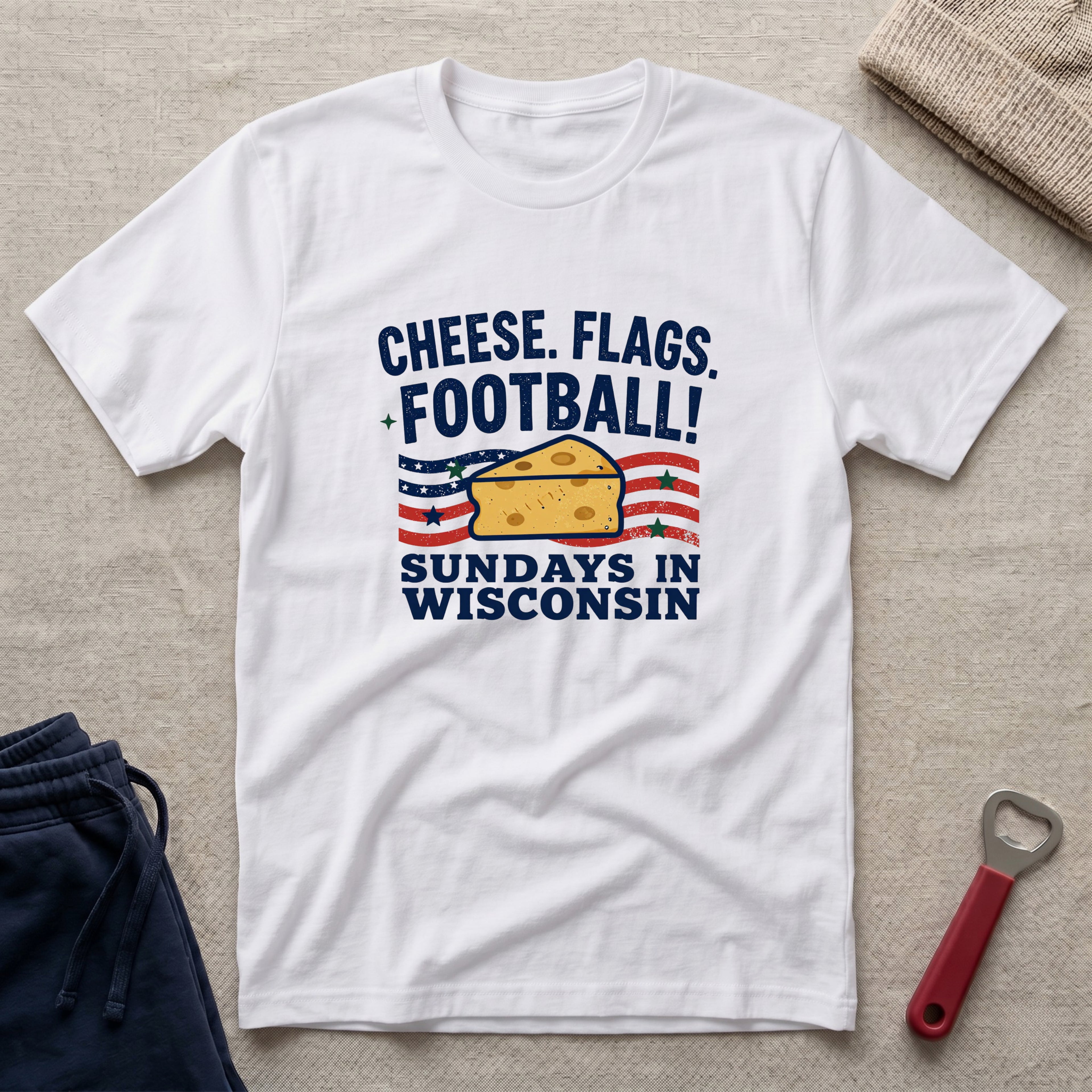 Cheese, Flags, Football T-Shirt