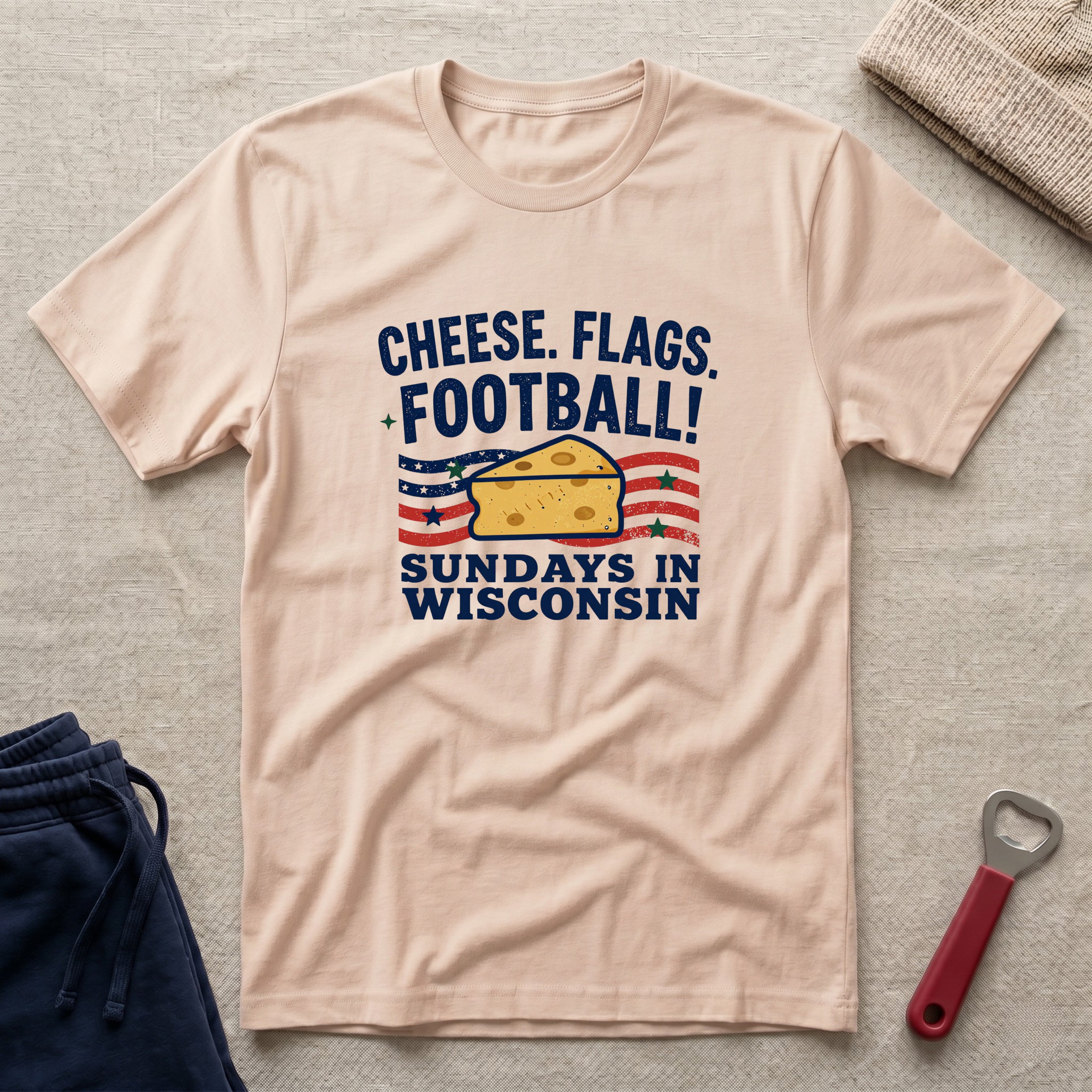 Cheese, Flags, Football T-Shirt