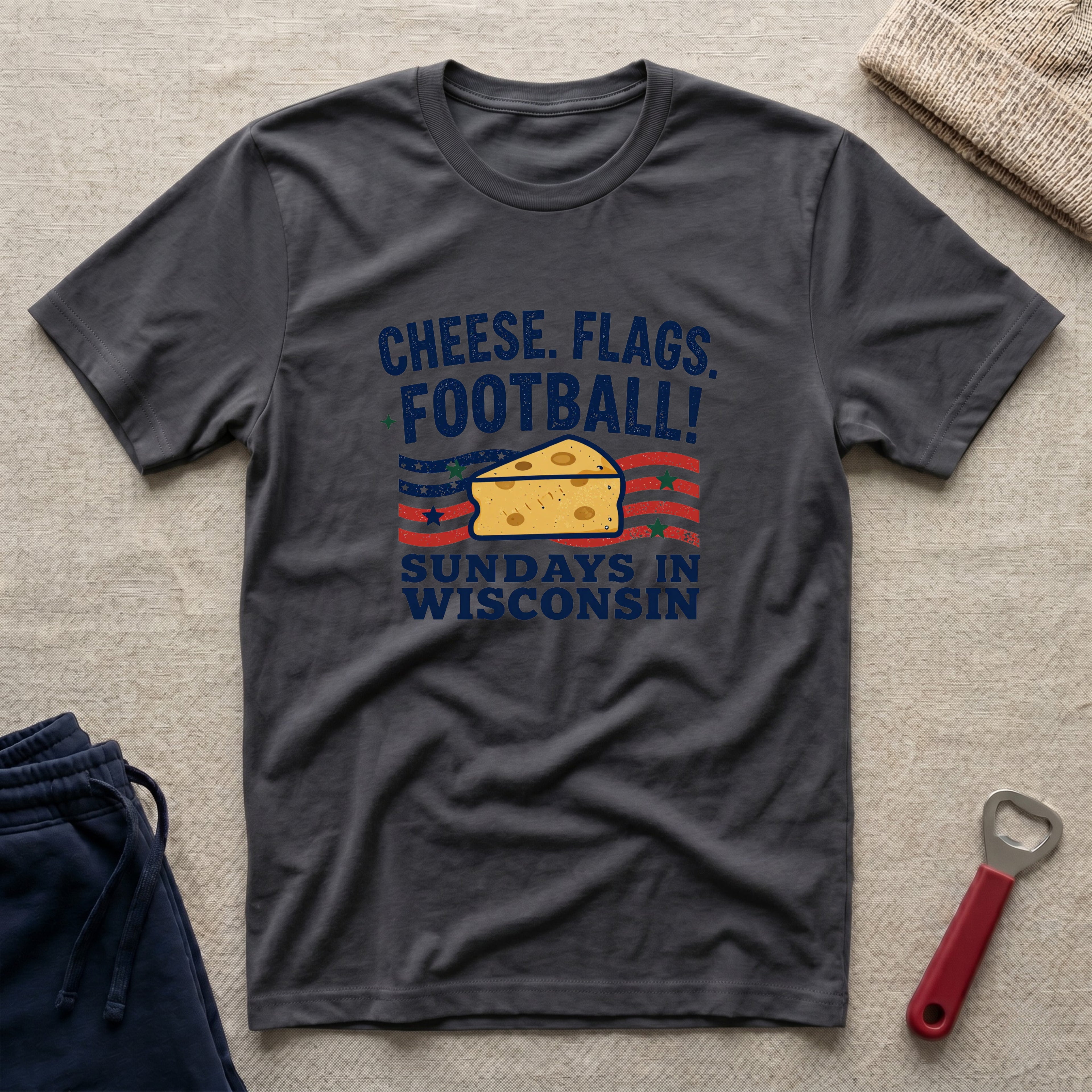Cheese, Flags, Football T-Shirt