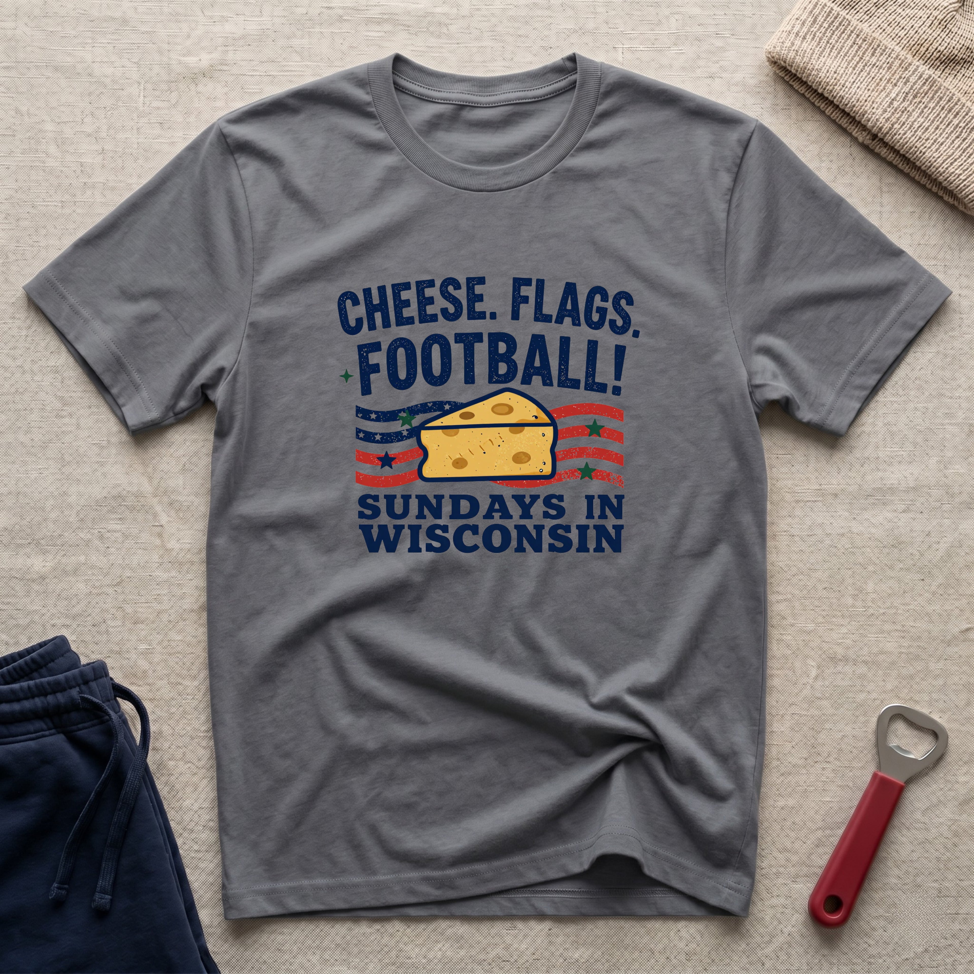 Cheese, Flags, Football T-Shirt