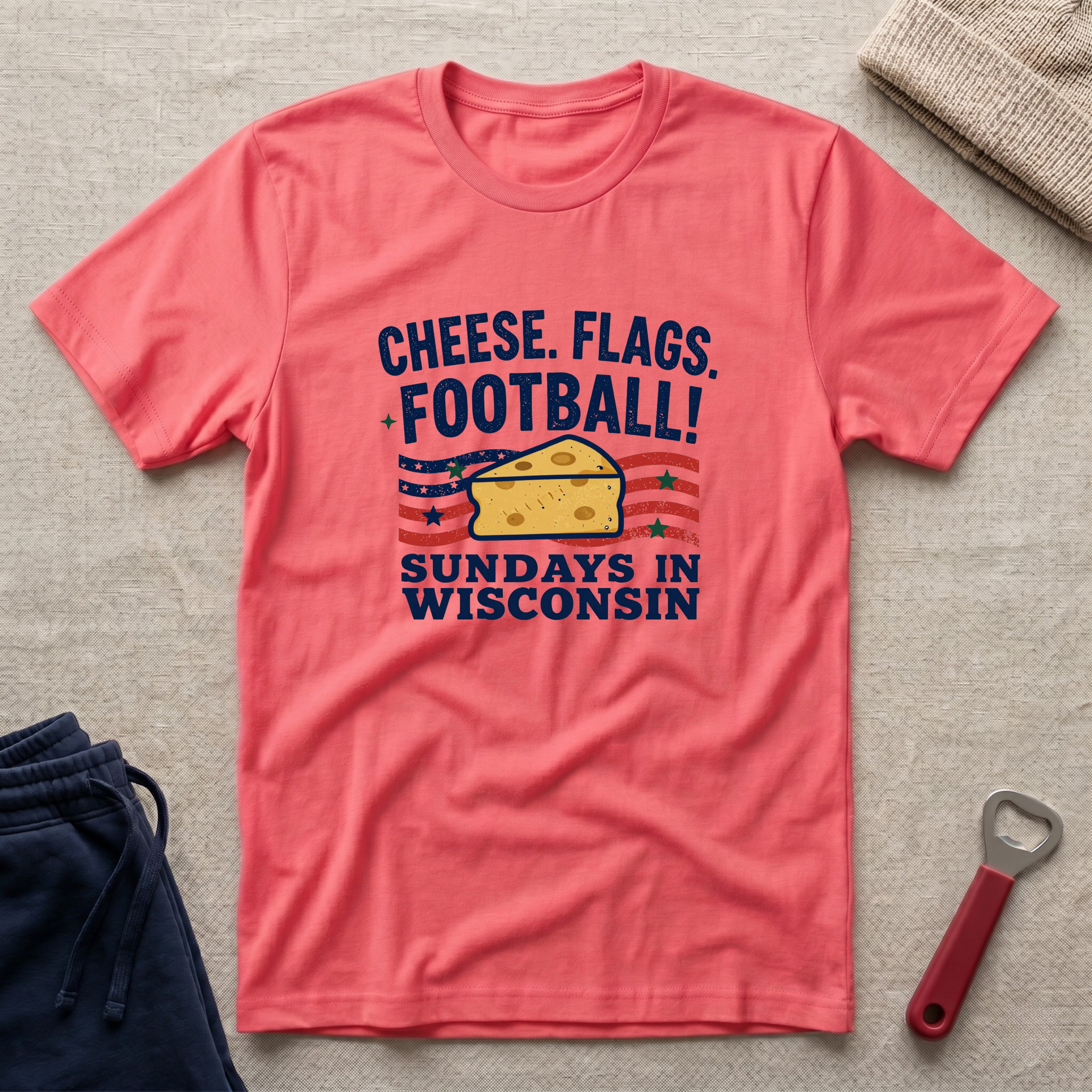 Cheese, Flags, Football T-Shirt