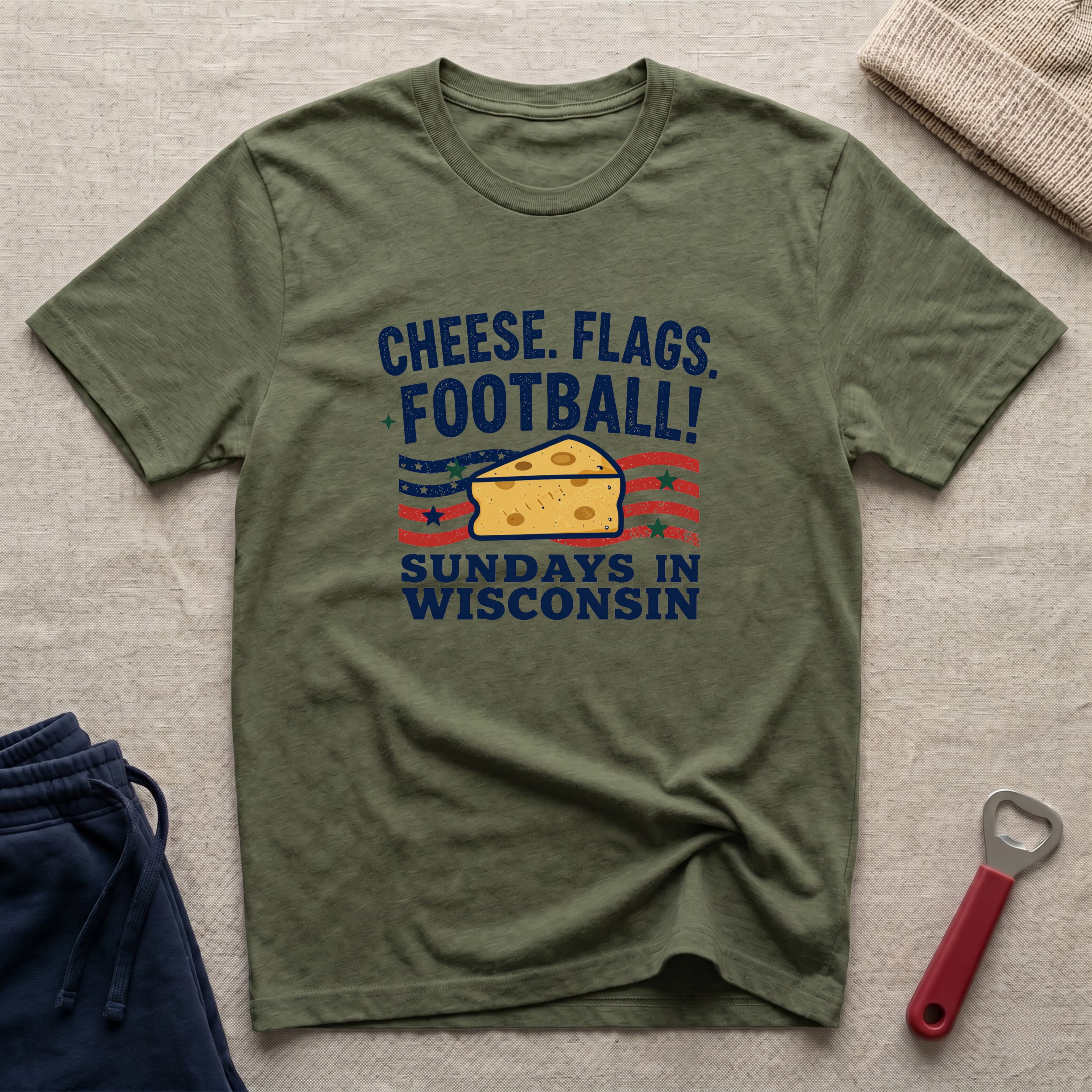 Cheese, Flags, Football T-Shirt