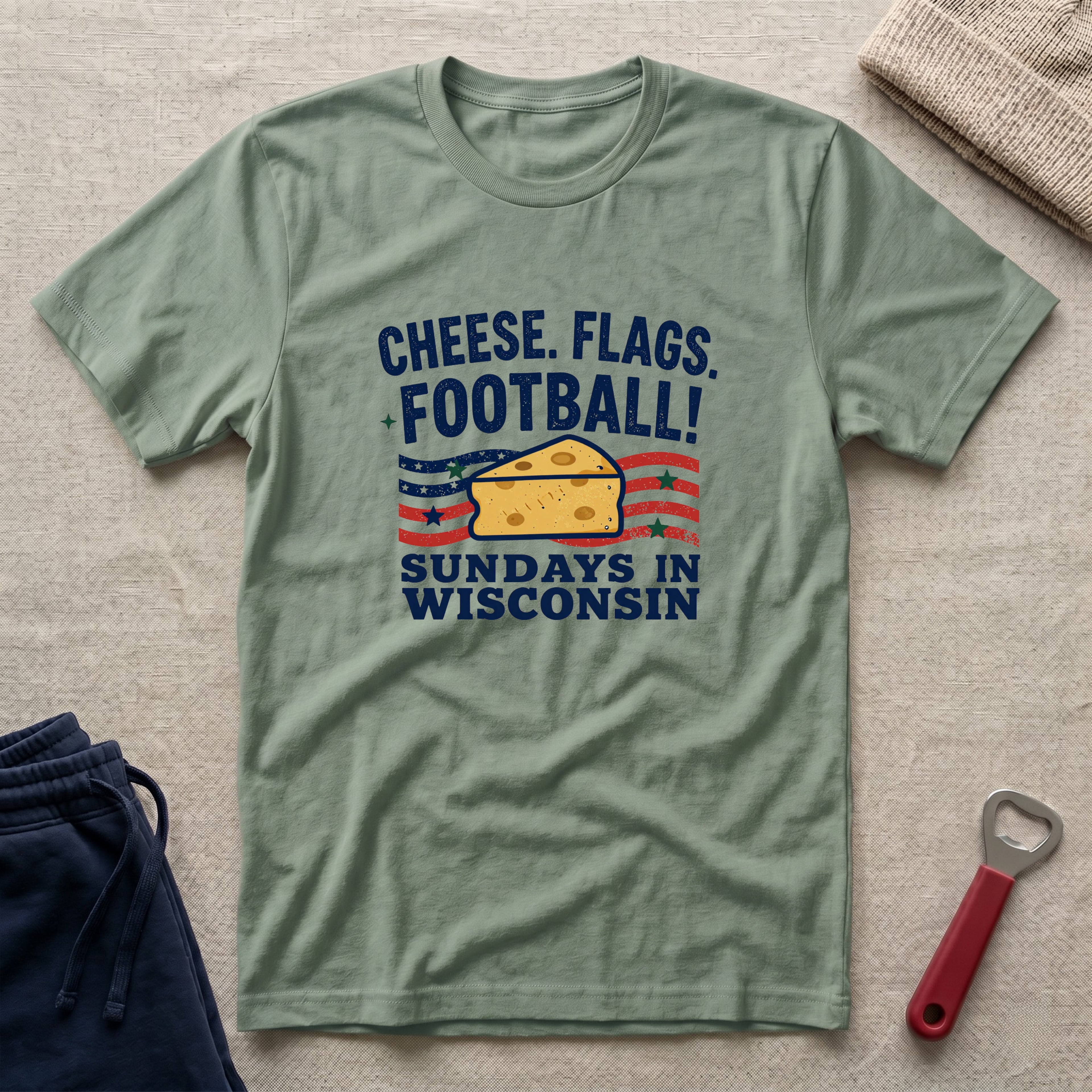 Cheese, Flags, Football T-Shirt