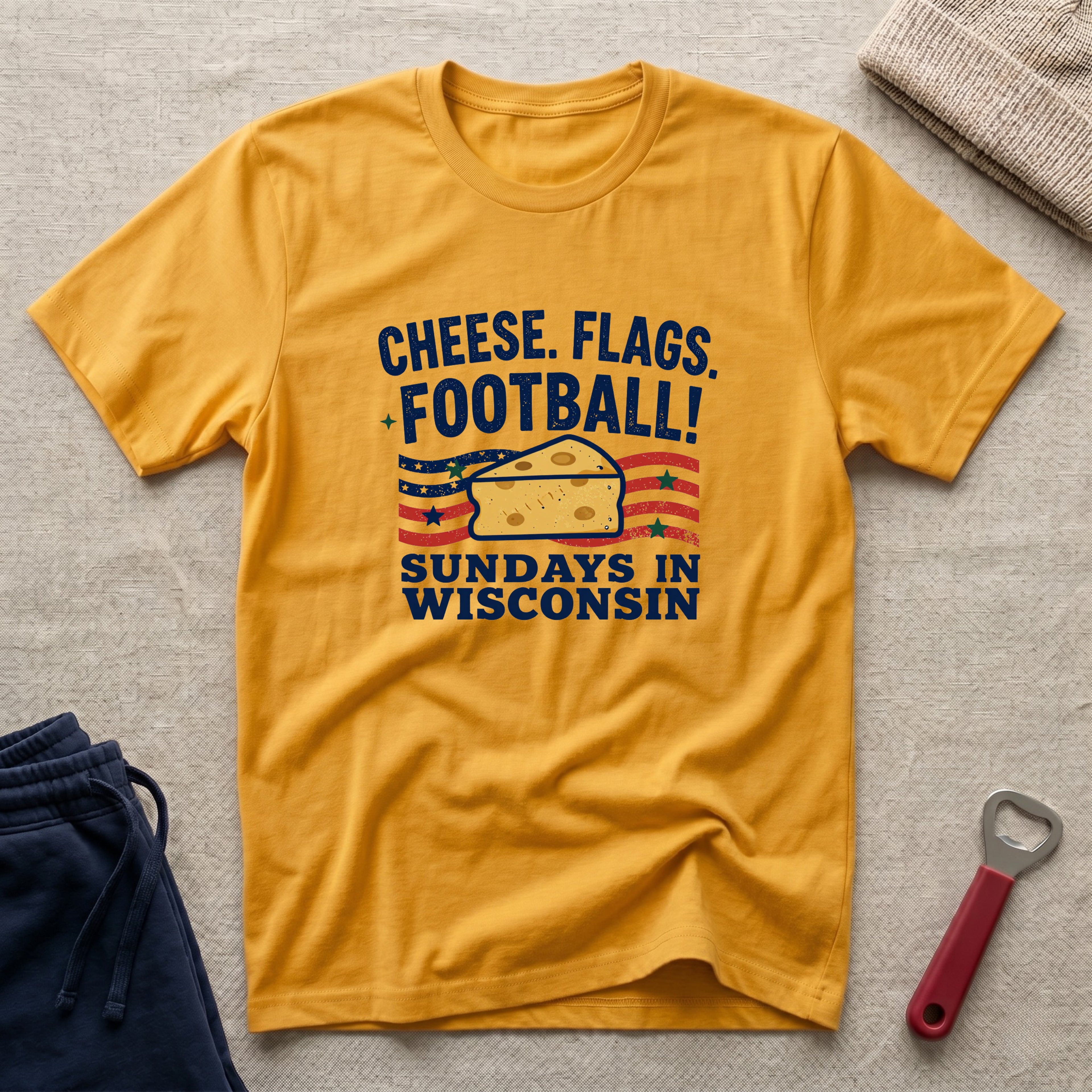 Cheese, Flags, Football T-Shirt