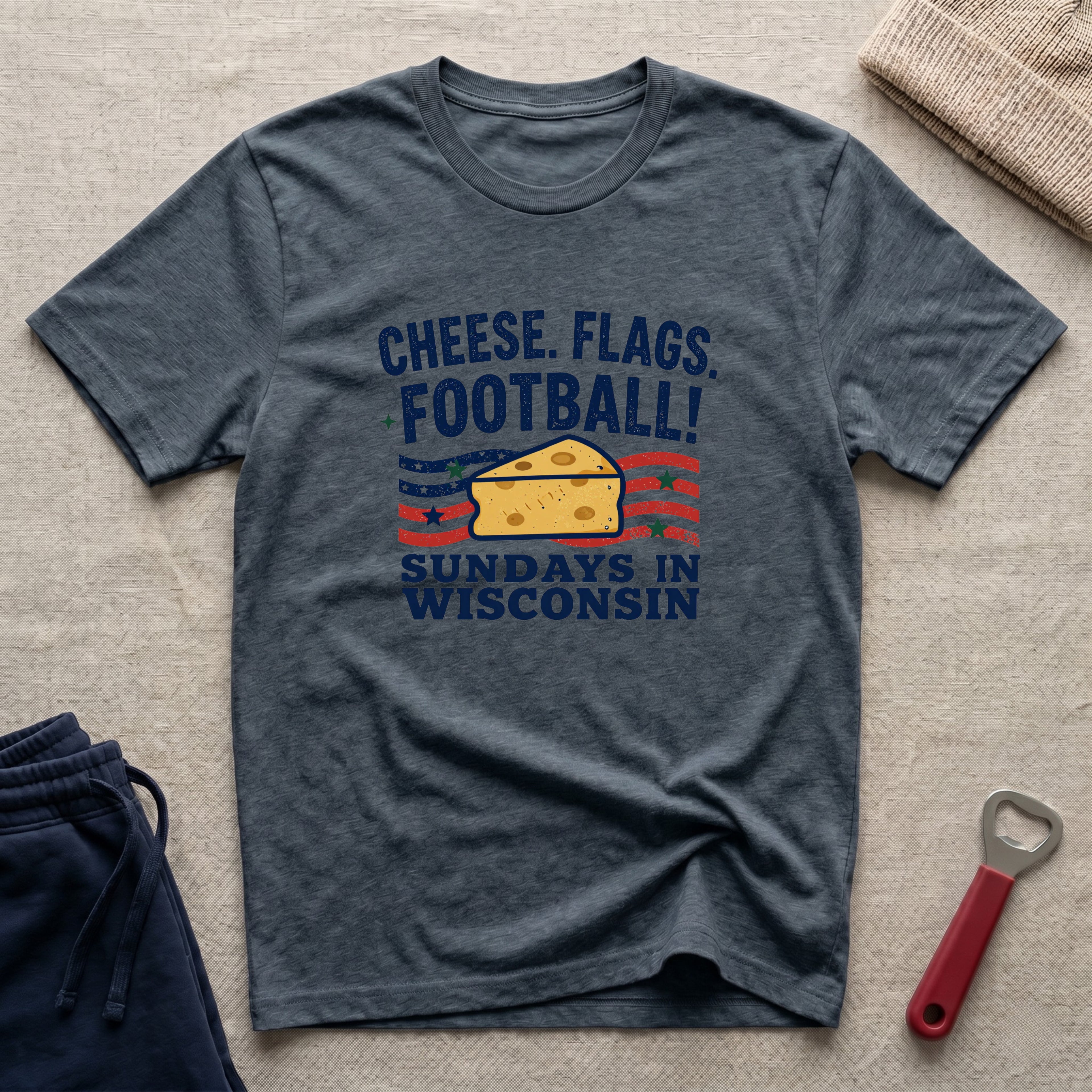Cheese, Flags, Football T-Shirt