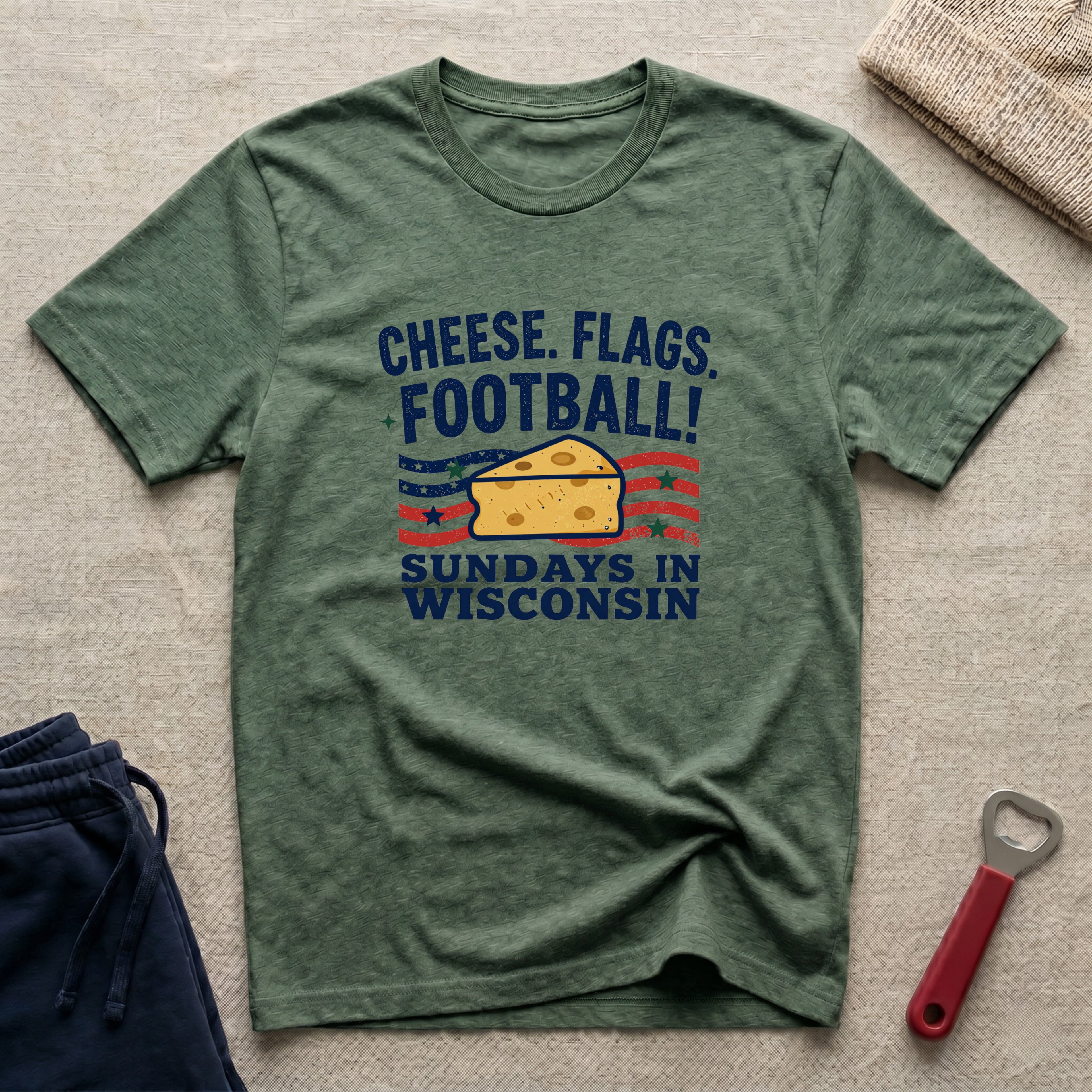 Cheese, Flags, Football T-Shirt