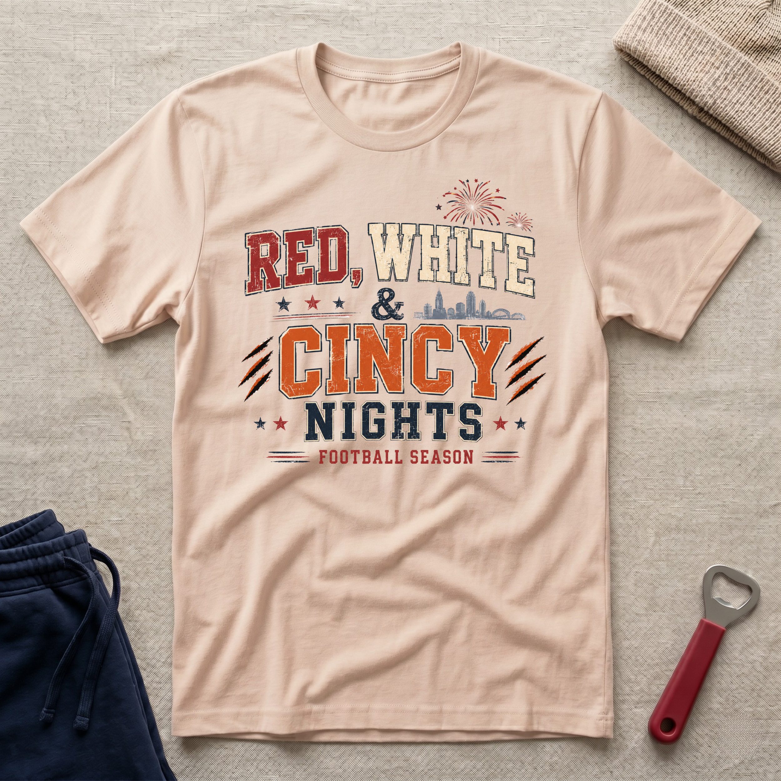 Red, White, Cincy Nights T-Shirt