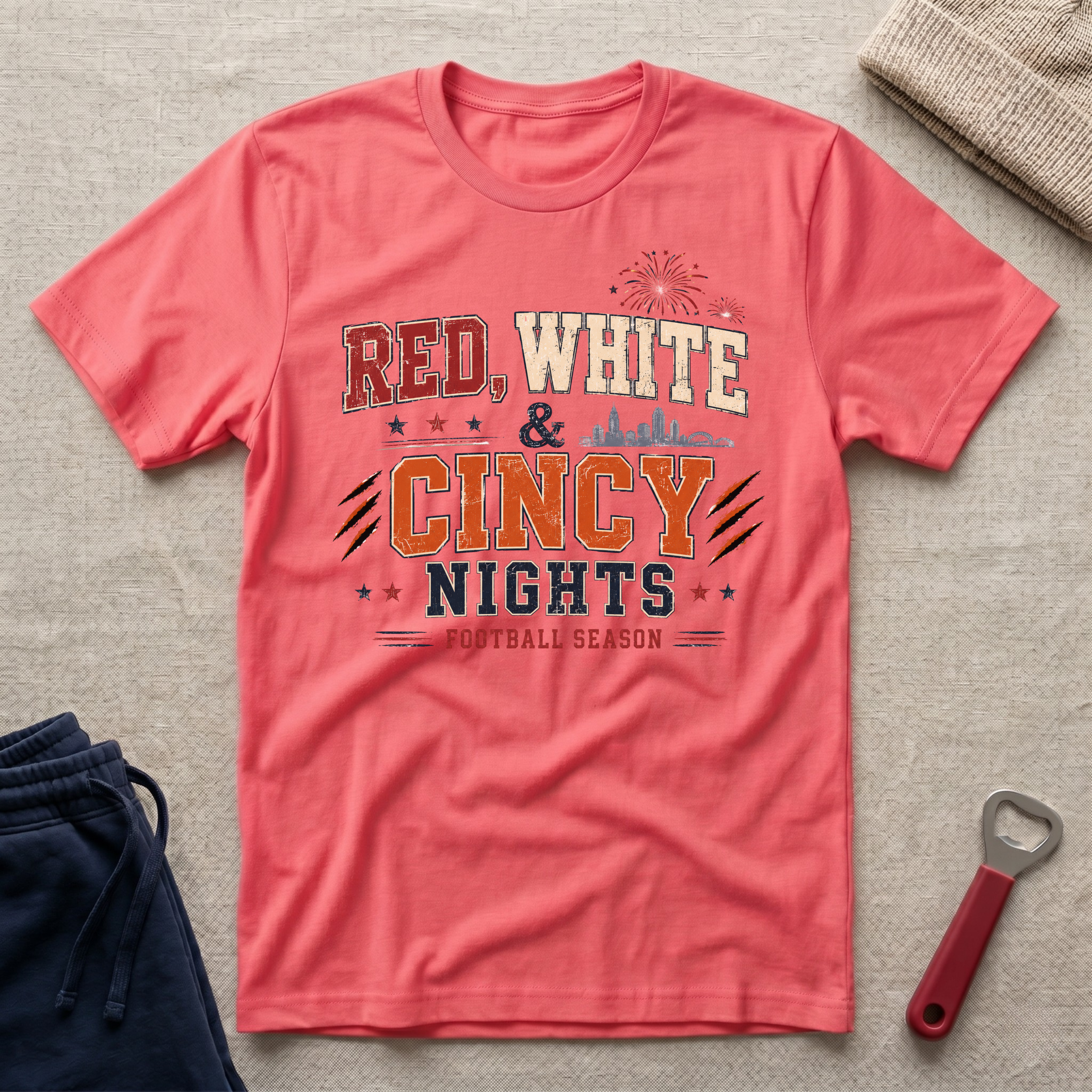 Red, White, Cincy Nights T-Shirt
