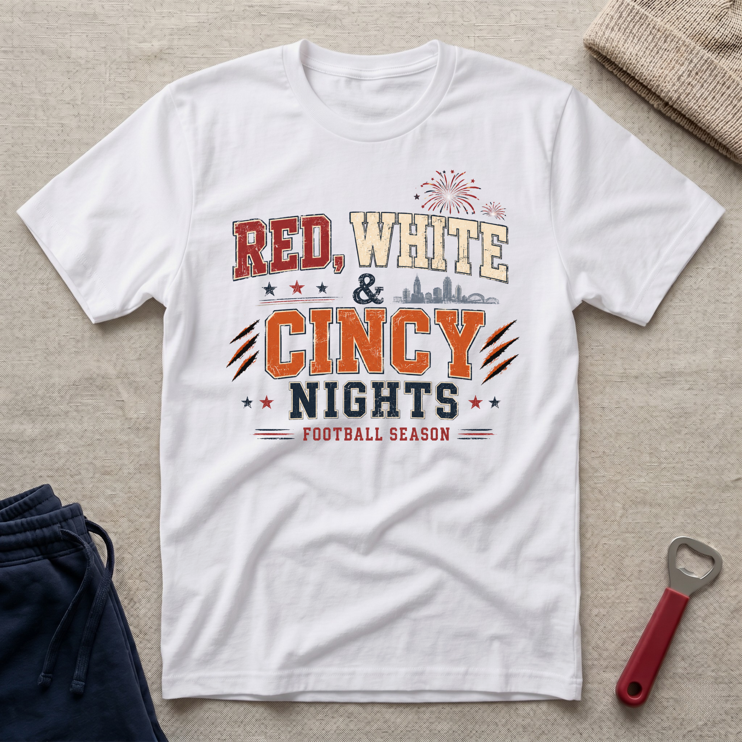 Red, White, Cincy Nights T-Shirt